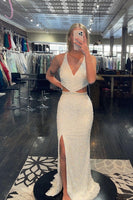 Load image into Gallery viewer, Fuchsia Sequins Criss Cross Straps Prom Dress