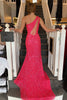 Load image into Gallery viewer, Sheath One Shoulder White Sequins Long Prom Dress with Split Front