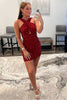 Load image into Gallery viewer, Orange Glitter Halter Backless Sequins Tight Party Dress