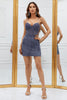 Load image into Gallery viewer, Spaghetti Straps Grey Bodycon Homecoming Dress with Appliques