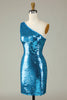 Load image into Gallery viewer, Glitter Royal Blue One Shoulder Sequins Tight Party Dress