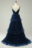 Load image into Gallery viewer, Red Tulle Spaghetti Straps Long Prom Dress