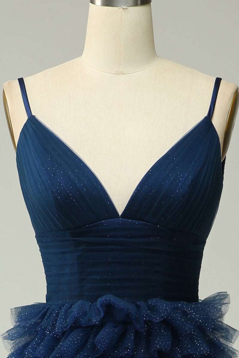Load image into Gallery viewer, Red Tulle Spaghetti Straps Long Prom Dress