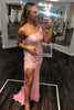 Load image into Gallery viewer, Red One Shoulder Sequins Mermaid Prom Dress with Slit