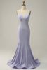 Load image into Gallery viewer, Lavender Rhinestone Spaghetti Straps Mermaid Prom Dress