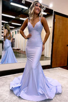 Load image into Gallery viewer, Lavender Rhinestone Spaghetti Straps Mermaid Prom Dress