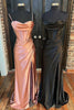 Load image into Gallery viewer, Hot Pink Spaghetti Straps Satin Mermaid Prom Dress with Slit