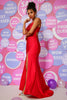 Load image into Gallery viewer, Mermaid Spaghetti Straps Red Long Prom Dress with Beading