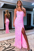 Load image into Gallery viewer, Sparkly Royal Blue Backless Sequins Long Prom Dress with Slit