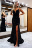 Load image into Gallery viewer, Black Lace-Up Back Sequis Mermaid Prom Dress with Slit
