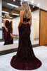 Load image into Gallery viewer, Black Lace-Up Back Sequis Mermaid Prom Dress with Slit
