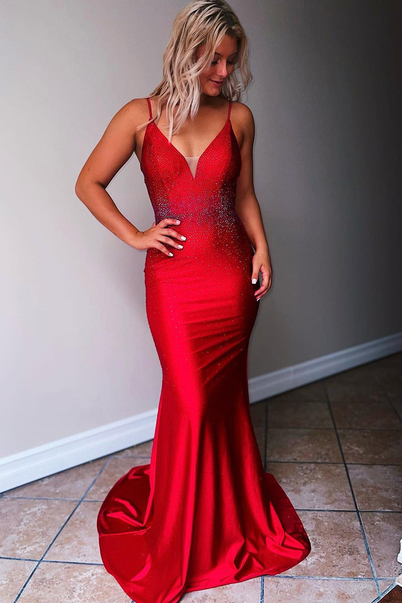 Load image into Gallery viewer, Royal Blue Beading Mermaid Prom Dress