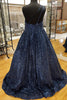 Load image into Gallery viewer, Blue One Shoulder A Line Sequins Prom Dress