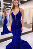 Load image into Gallery viewer, Mermaid Royal Blue Spaghetti Straps Sequins Long Prom Dress