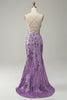 Load image into Gallery viewer, Lavender Sequin Mermaid Prom Dress with Appliques