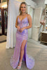 Load image into Gallery viewer, Lavender Sequin Mermaid Prom Dress with Appliques