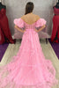 Load image into Gallery viewer, A Line Off the Shoulder Pink Tulle Corset Prom Dress with Bowknot