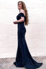 Load image into Gallery viewer, Mermaid Off the Shoulder Black Long Prom Dress with Train