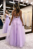 Load image into Gallery viewer, Lilac A-Line Spaghetti Straps Lace Long Prom Dress with Slit
