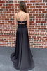 Load image into Gallery viewer, Black Spaghetti Straps Cut Out Long Prom Dress with Slit