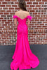 Load image into Gallery viewer, Off The Shoulder Hot Pink Mermaid Long Prom Dress with Feathers