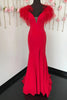 Load image into Gallery viewer, Red Mermaid Long Prom Dress with Feathers