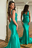 Load image into Gallery viewer, Sparkly Green Beaded Mermaid V-Neck Backless Long Prom Dress