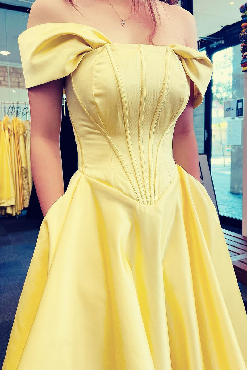 Load image into Gallery viewer, Off The Shoulder Light Pink Corset Prom Dress