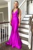 Load image into Gallery viewer, Mermaid Halter Backless Hot Pink Long Prom Dress