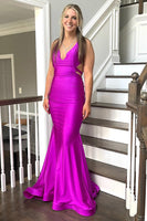 Load image into Gallery viewer, Mermaid Halter Backless Hot Pink Long Prom Dress