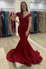 Load image into Gallery viewer, Off The Shoulder Mermaid Burgundy Long Prom Dress