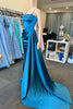 Load image into Gallery viewer, Spaghetti Straps Royal Blue Corset Top Prom Dress with Ruffles