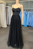 Load image into Gallery viewer, A-Line Glitter Sweetheart Balck Corset Prom Dress