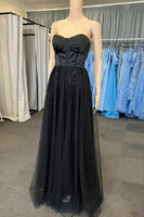 Load image into Gallery viewer, A-Line Glitter Sweetheart Balck Corset Prom Dress