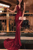 Load image into Gallery viewer, Sparkly Mermaid Burgundy Long Prom Dress with Slit