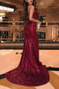 Load image into Gallery viewer, Sparkly Mermaid Burgundy Long Prom Dress with Slit