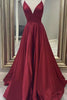 Load image into Gallery viewer, A-Line Spaghetti Straps Satin Burgundy Long Prom Dress