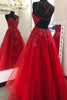 Load image into Gallery viewer, A-Line Sparkly Red Long Prom Dress with Appliques