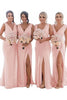 Load image into Gallery viewer, Ivory Sheath Chiffon Ruched Long Bridesmaid Dress with Slit