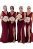 Load image into Gallery viewer, Ivory Sheath Chiffon Ruched Long Bridesmaid Dress with Slit