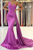 Load image into Gallery viewer, Blush One Shoulder Mermaid Long Bridesmaid Dress with Ruffles