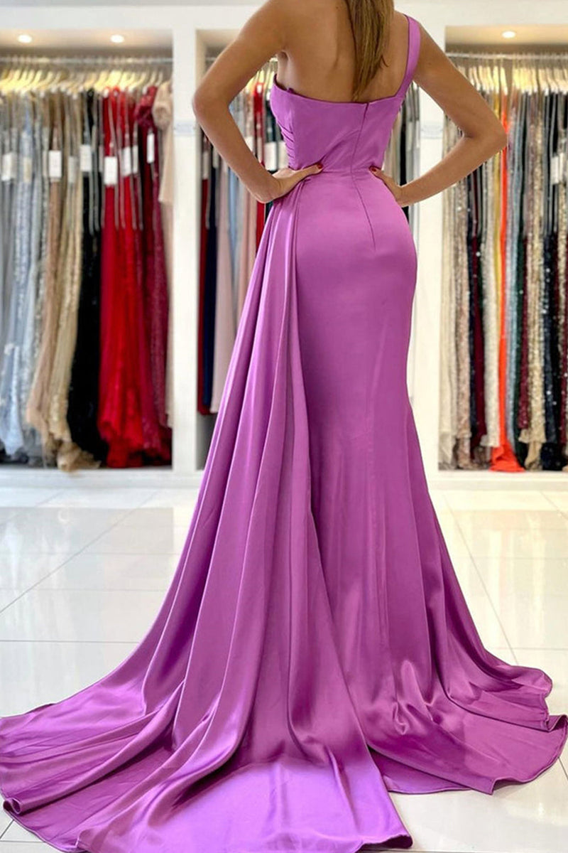 Load image into Gallery viewer, Blush One Shoulder Mermaid Long Bridesmaid Dress with Ruffles