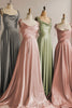 Load image into Gallery viewer, Sage Green Spaghetti Straps Long Bridesmaid Dress