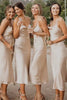 Load image into Gallery viewer, Ivory Mid-Calf Spaghetti Straps Bridesmaid Dress