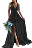 Load image into Gallery viewer, Champagne A-Line Ruched Long Bridesmaid Dress with Slit