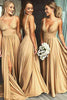 Load image into Gallery viewer, Dusty Sage A-Line Ruched Long Bridesmaid Dress with Slit