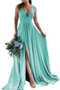 Load image into Gallery viewer, Champagne A-Line Ruched Long Bridesmaid Dress with Slit