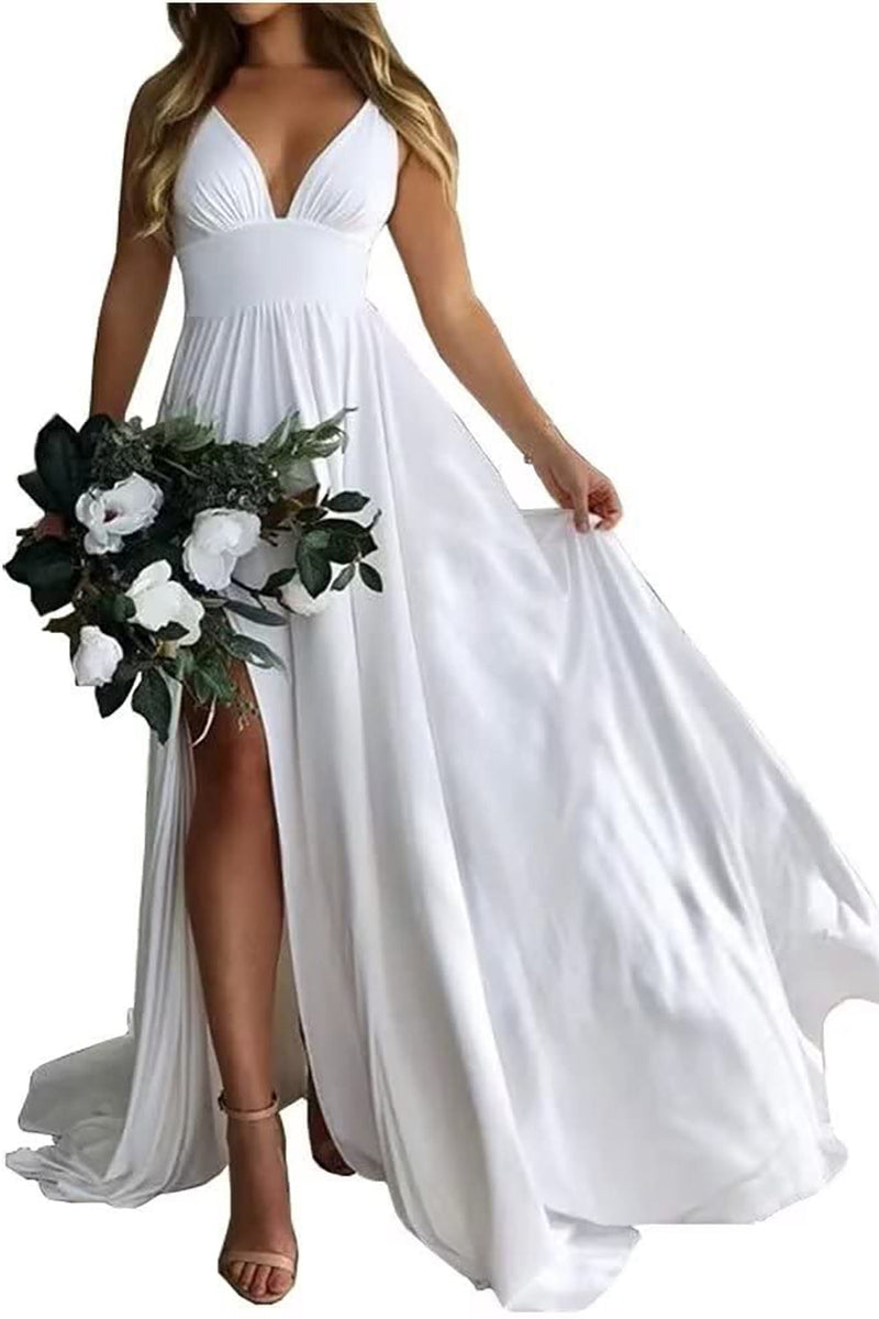 Load image into Gallery viewer, Dusty Rose A-Line Ruched Long Bridesmaid Dress with Slit