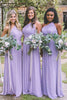 Load image into Gallery viewer, Dusty Blue One Shoulder Chiffon Long Boho Pleated Bridesmaid Dress