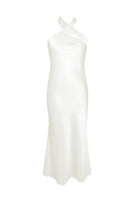 Load image into Gallery viewer, Ivory Sheath Halter Neck Backless Ankle-Length Bridesmaid Dress